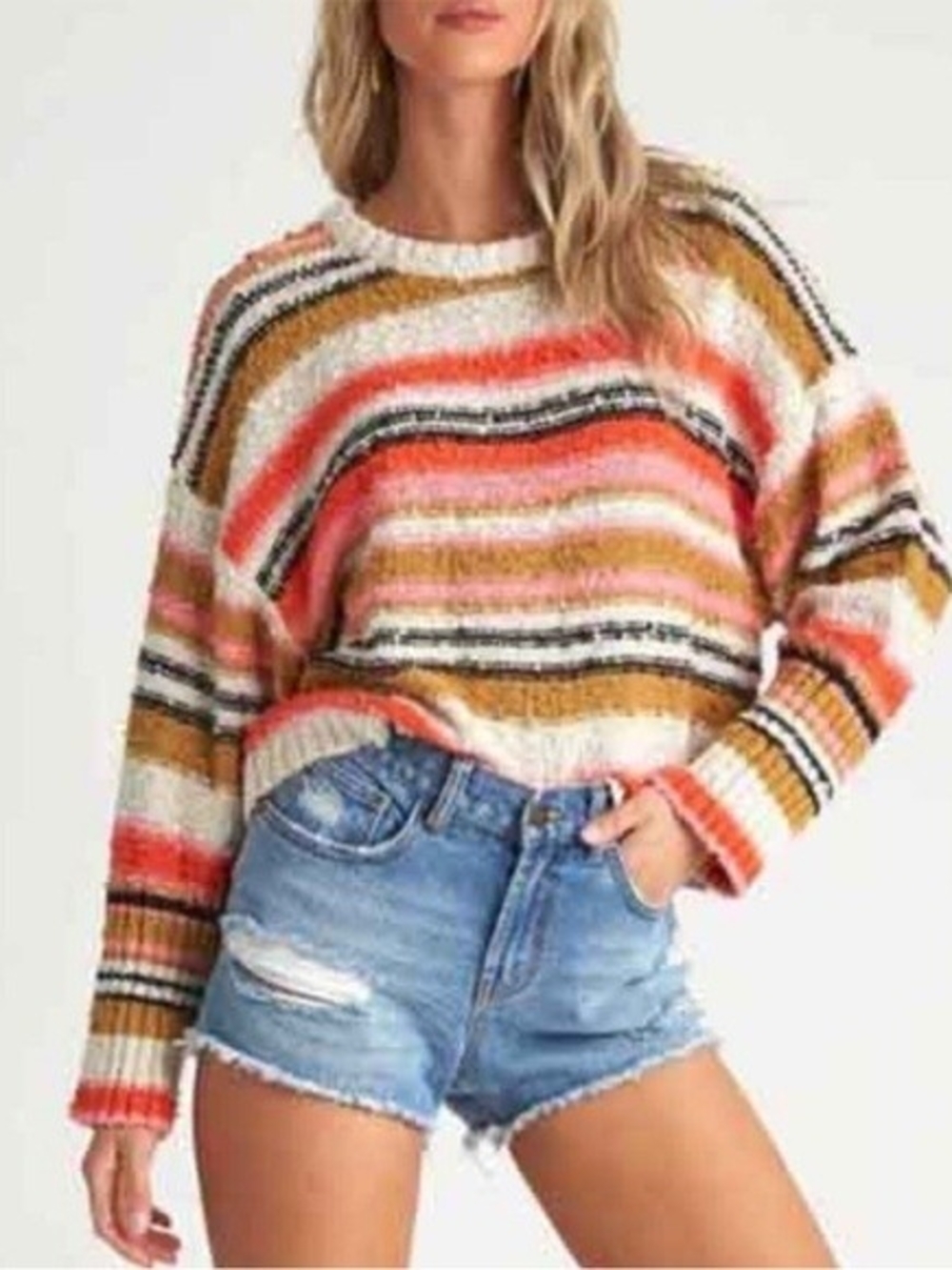 Multi-Color Striped Cozy Knit Sweater
